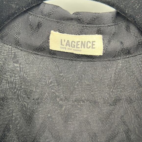 L'AGENCE Semi-Sheer Chevron Long Sleeve Button Down - Black - 4 - New with tags - Picture 3 of 9